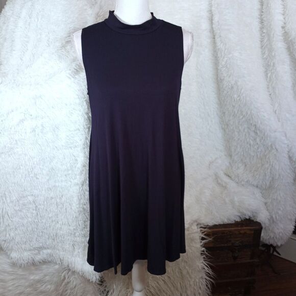 FADED GLORY NAVY BLUE MOCK NECK SWING DRESS SZ.L EUC - Picture 3 of 9